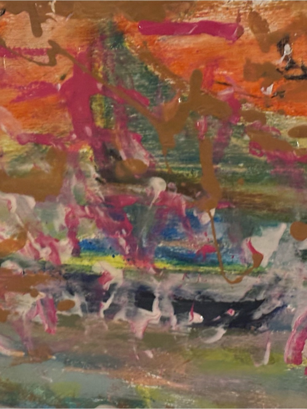 GG Collection Vibrant Pink, Gold, Green & Blue Abstract Canvas